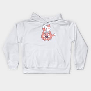 pink cat Kids Hoodie